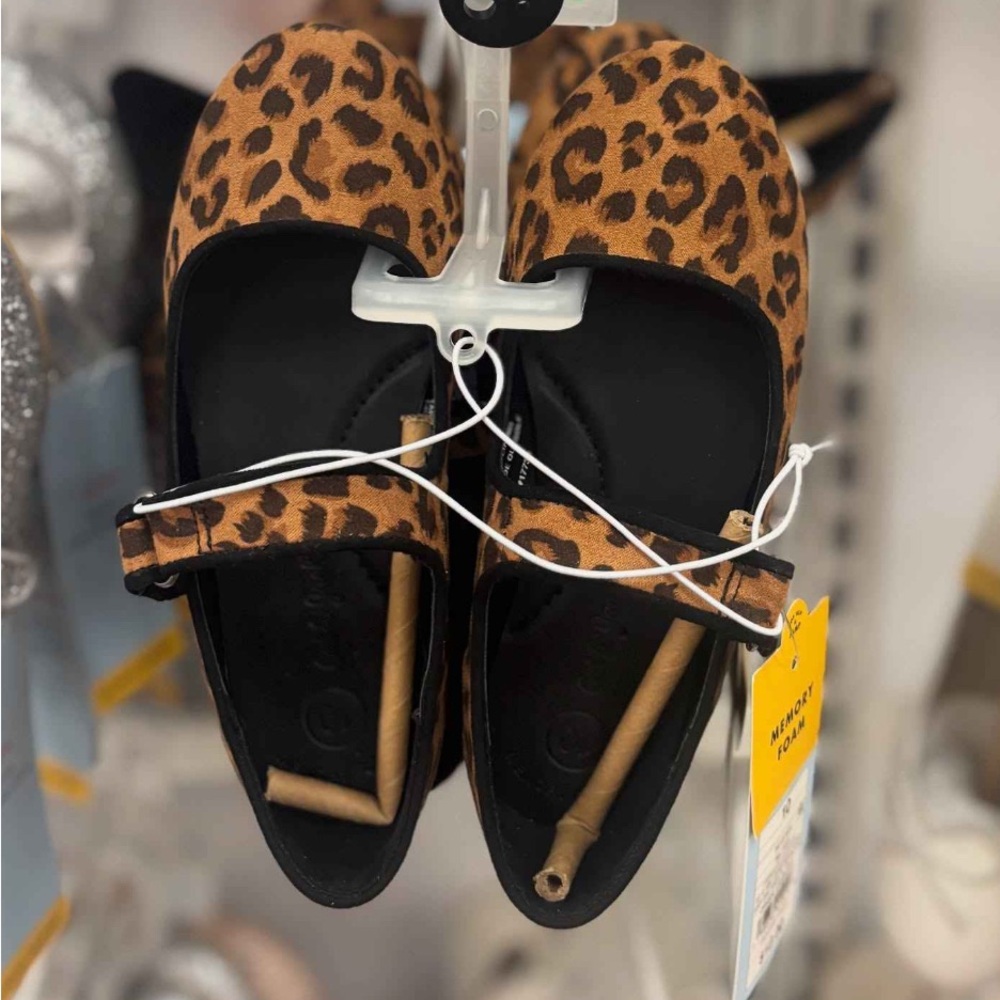 Cat & Jack Leopard Print Mary Jane Flats - Brown & Black